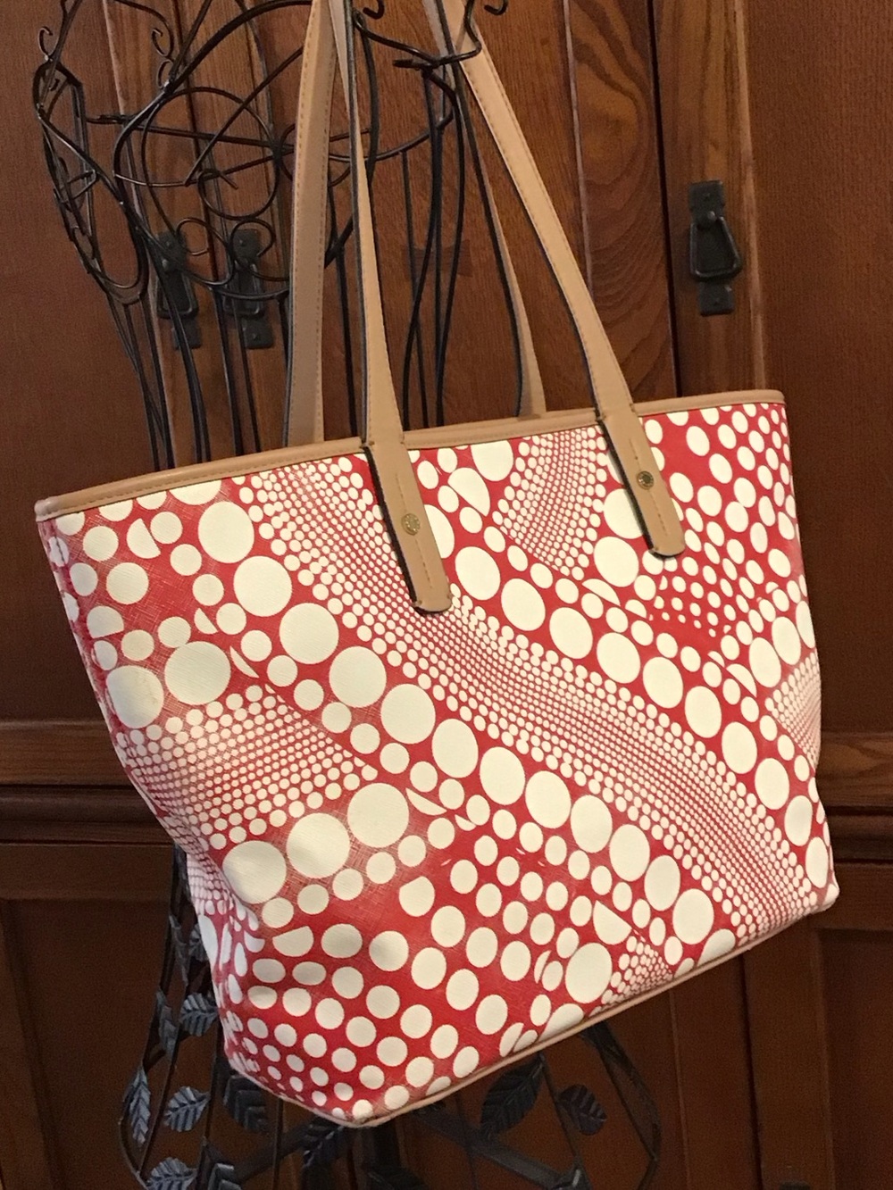 Kate Landry Large Tote “Neverfull” Handbag Red and White Dots